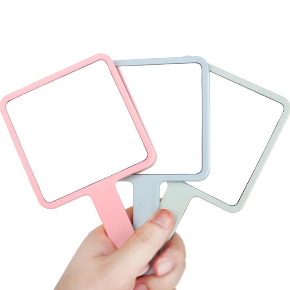 1 Pcs Random Color ABS Plastic Handle High Definition Lens Mirror / Ladies Carry Around Square Beauty Vanity Mirror Makeup Tools