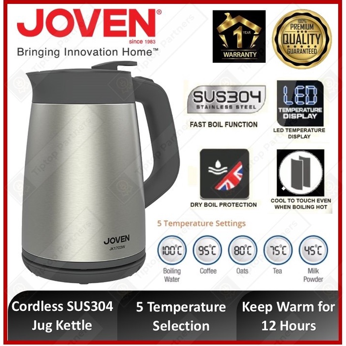 Joven JK1704TS Cordless Thermo Electric Kettle LED Display 5