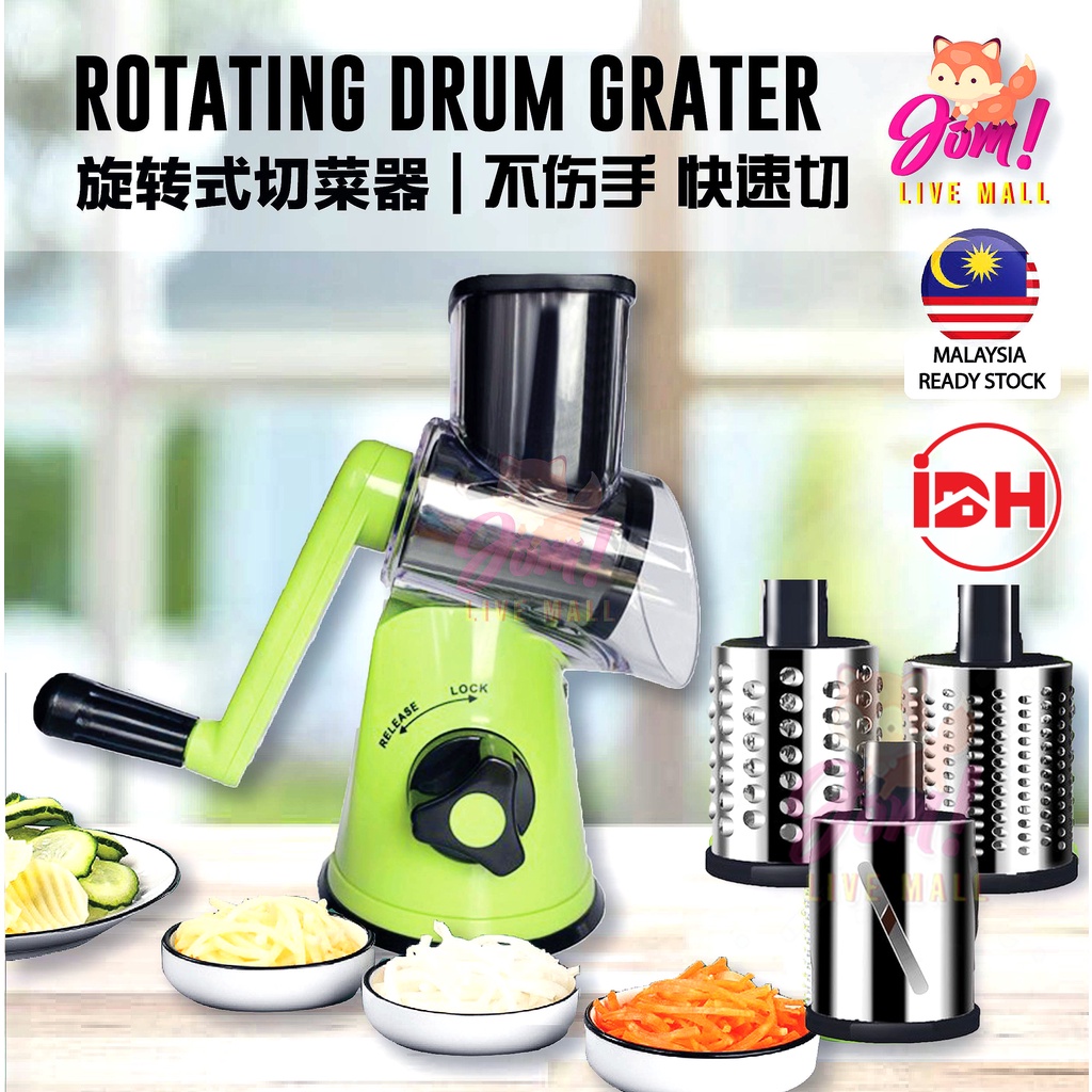 IDH Rotating Vegetable Slicer Cutter Grater Stainless Steel 手摇滾筒切菜器