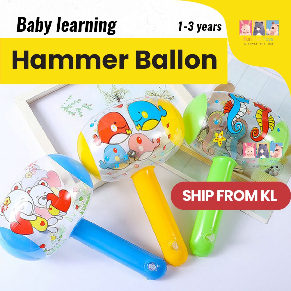 Cute hammer toys for baby with bell funny kids toys birthday gift mainan bola mainan bayi Ballon Toy