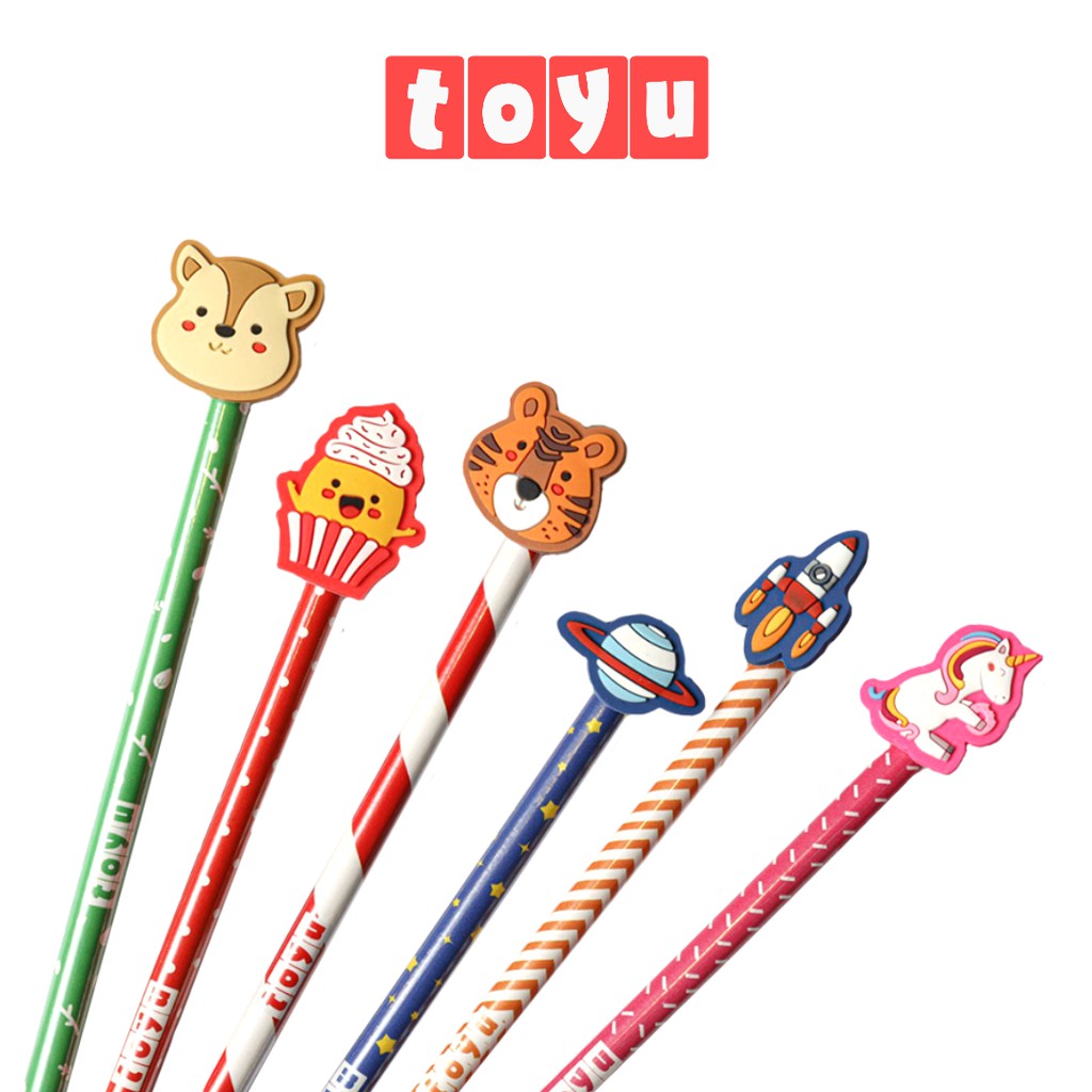 Toyu Pencil Wooden Pencil Stationery Cute Cartoon Characters Figure Topper  | Shopee Malaysia