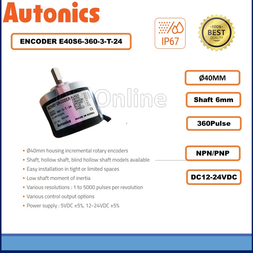 Autonics Rotary Encoder 40mm 6mmShart 360Pulse 12-24VDC Totem pole ...