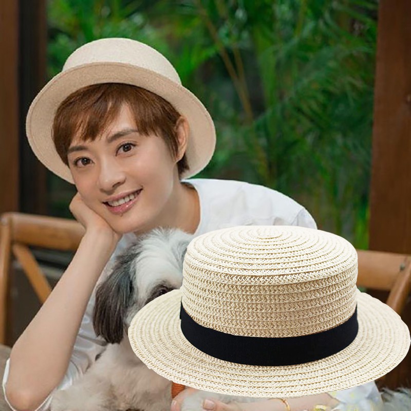 Straw Hat Female Summer Small Fresh Top Hat Short Hair Hat Summer