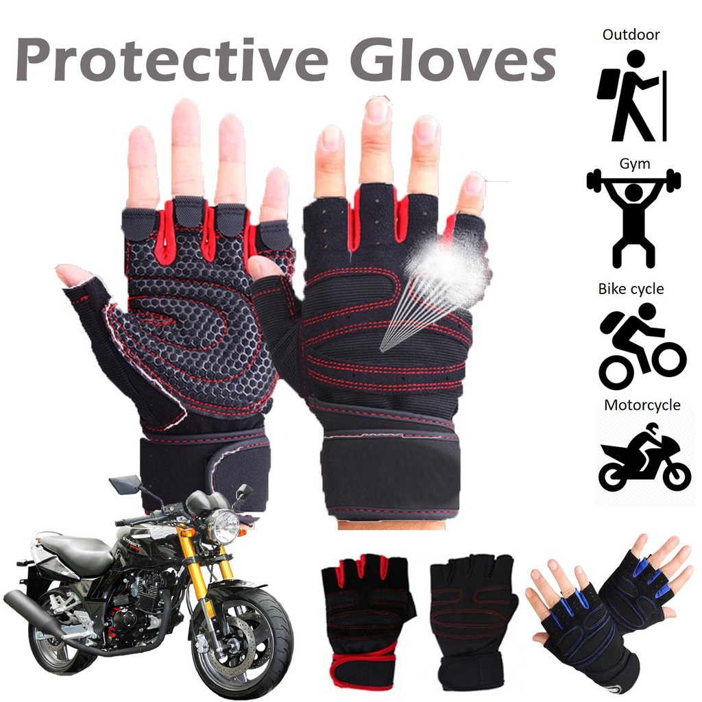 [3 COLOURS] Breathable Sports Gym Hand Gloves Weightlifting Fitness