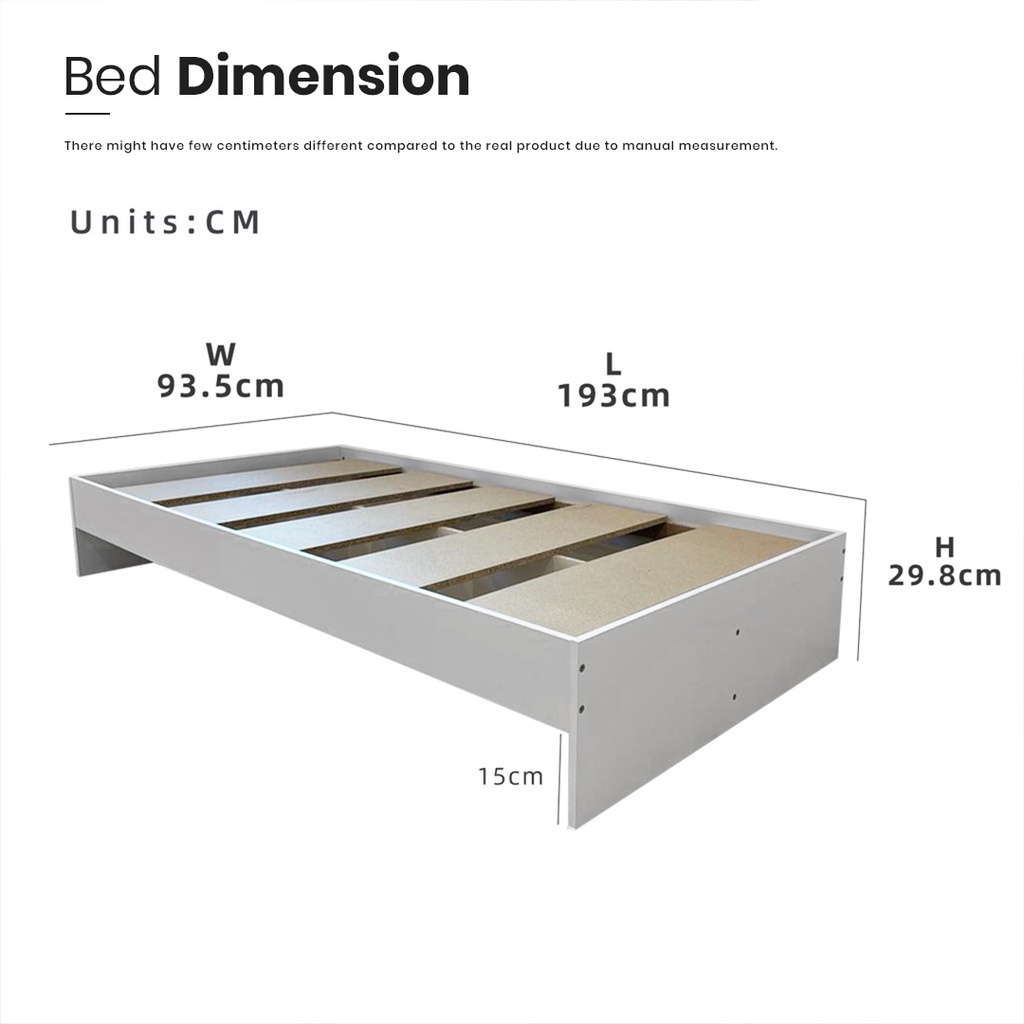 READY STOCK FINSSO : Classic Wooden Single Bed frame / Katil