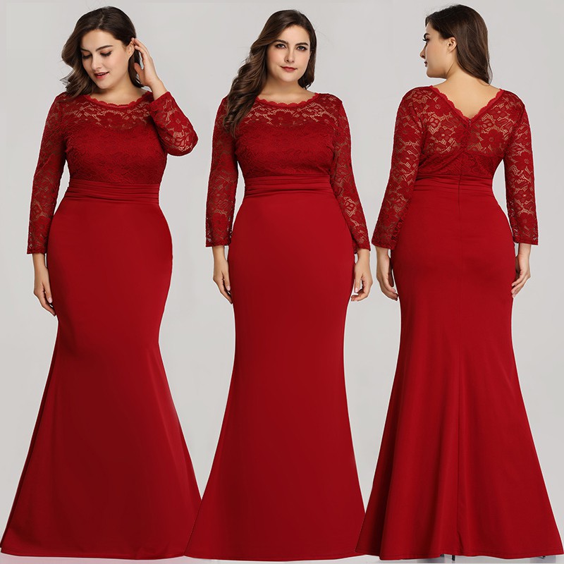 long sleeve ball gown plus size