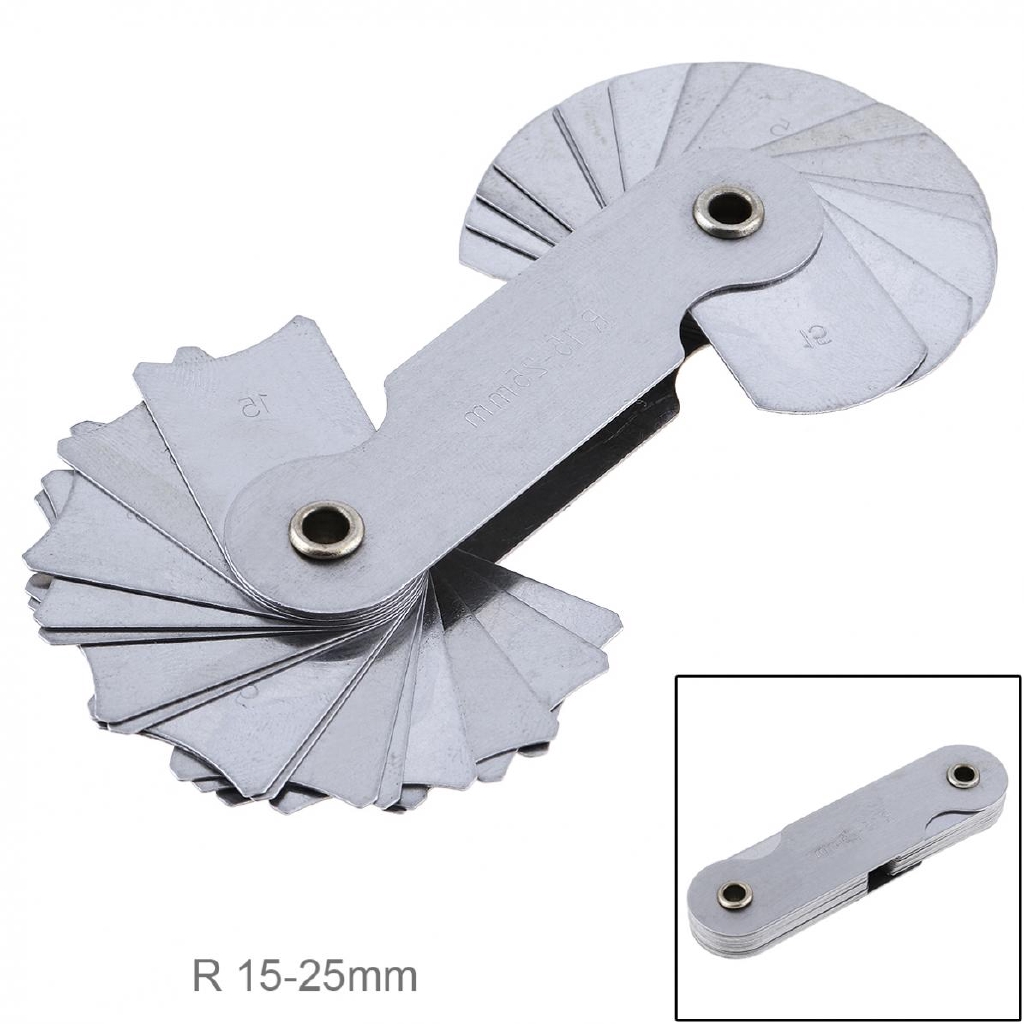 Foldable 1x Radius Gauge R 1-7mm Metal Gauge Fillet Blades Measuring Measurement 