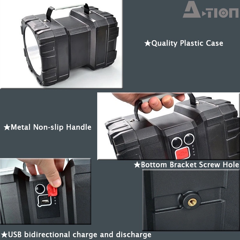 Reliable Versatile Super Bright 100000LM Double Head Handheld LED Spotlight Flashlight Searchlight Waterproof Recharg... - Image 3