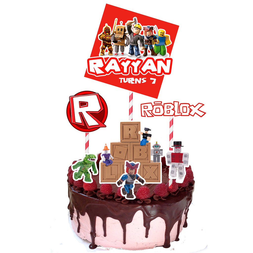 Roblox Cake Topper Set Of 7 Shopee Malaysia - roblox cake for girls 7