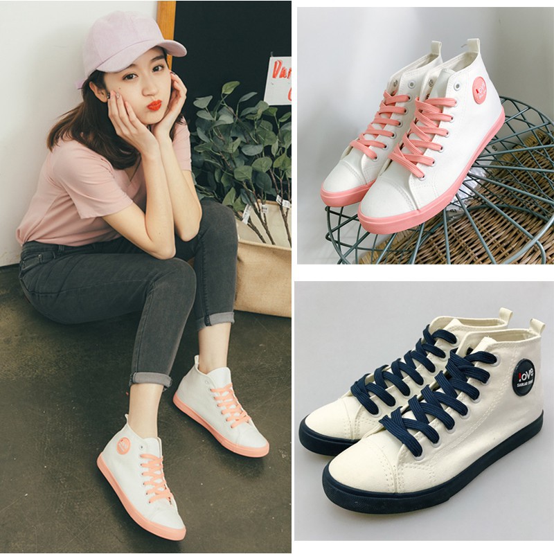 High Top Canvas Shoe Shoes Female Sneaker Sneakers Young Korea Fashion Women Womens Casual Shoe Shoes Shopee Malaysia