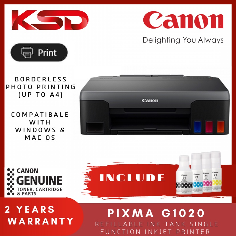 Canon Pixma G1020 Refillable Ink Tank Single Function Inkjet Printer G 1020 Replaced G1010 G 1680