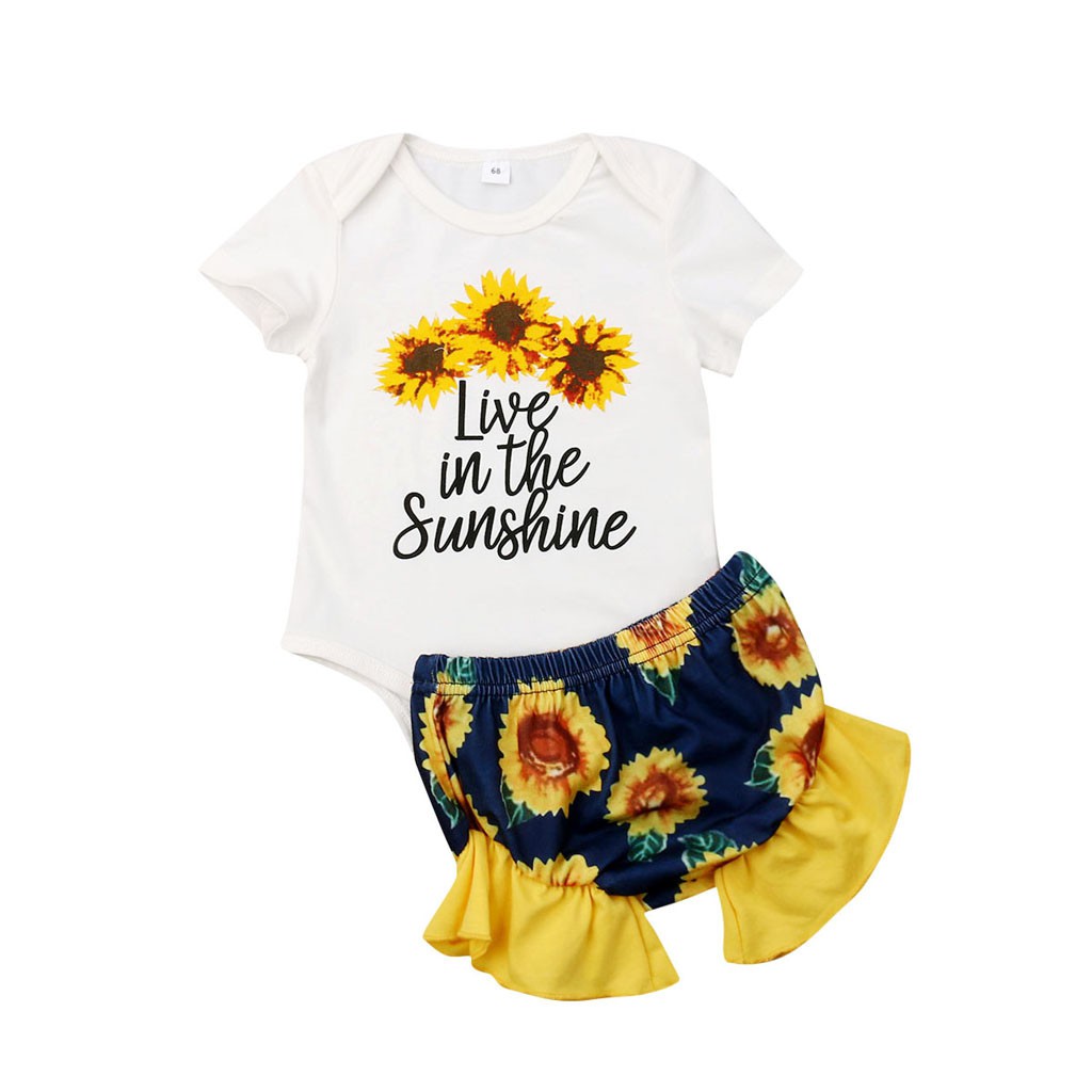 White Long Pants, 80 2Pcs//Set Baby Boy Girl Infant Short Sleeve You are My Sunshine Letter Sunflower Print Rompers Shorts Pants Outfit Cloth