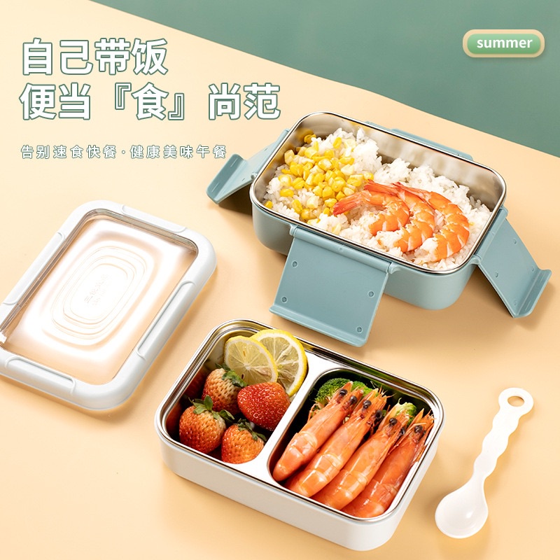 304 Stainless Steel Lunch Box Bento Box For School Kids Office Worker 2layers Microwae Heating Lunch Container Food Storage Box