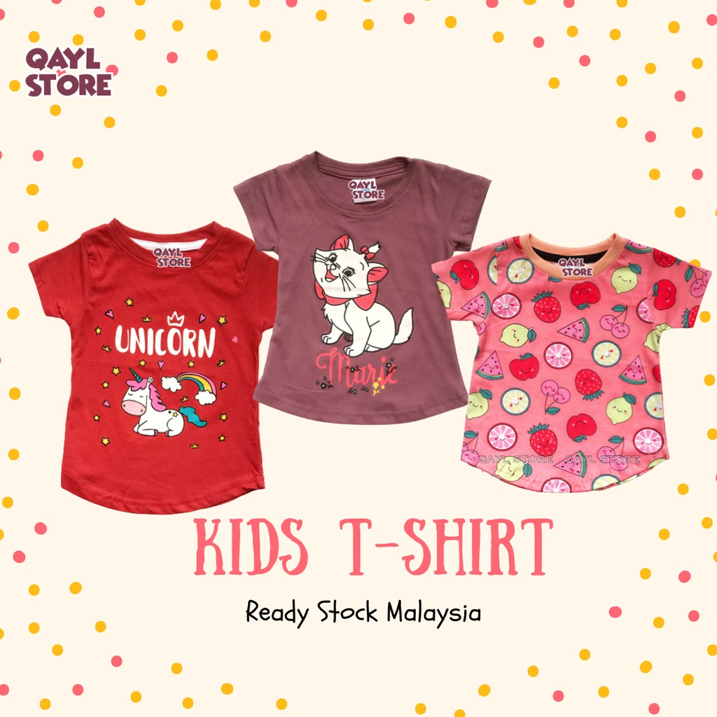 [Size 1-6Y] T-Shirt Unicorn for Girl Kids Clothing / Baju T-Shirt Kanak