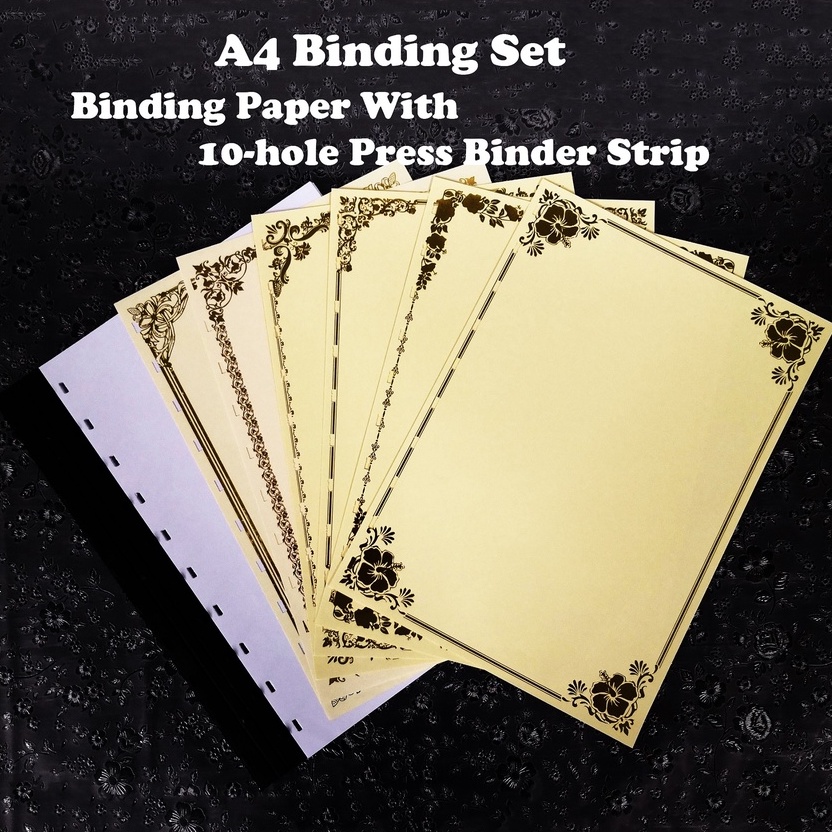 A4 Binding Set Buku Folio Binding Paper With 10 Hole Press Binder Strip Cover Pattern Fancy 2396