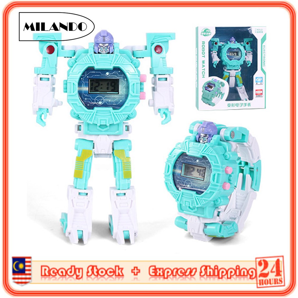 MILANDO Children Watche Transformer Robot Toy Watch FREE Watch BOX Jam Tangan Budak (Type 7: Transformer)