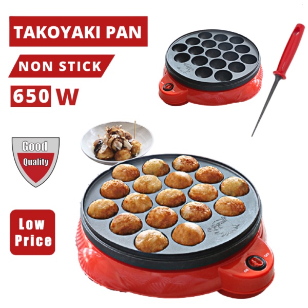 650W Takoyaki Pan Machine 18 Hole mesin takoyaki Pot Nonstick Household