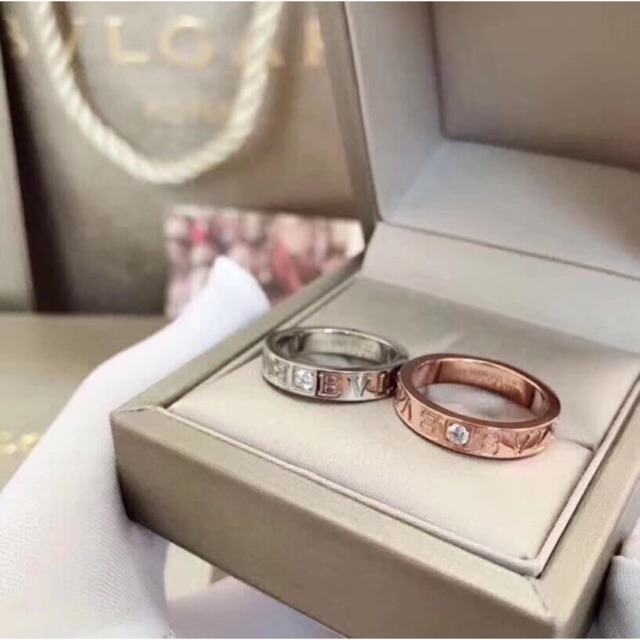 Bvlgari Ring Bulgari Classic Single Diamond Ring 18k Rose Gold Platinum Set Diamond Wedding Rings For Men And Women Gift Shopee Malaysia