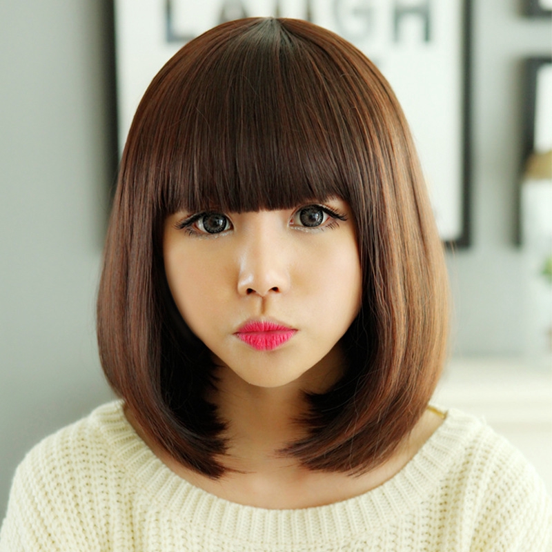 Wig Straight Hair Invisible Seamless Cos Round Face Air Bangs Hair
