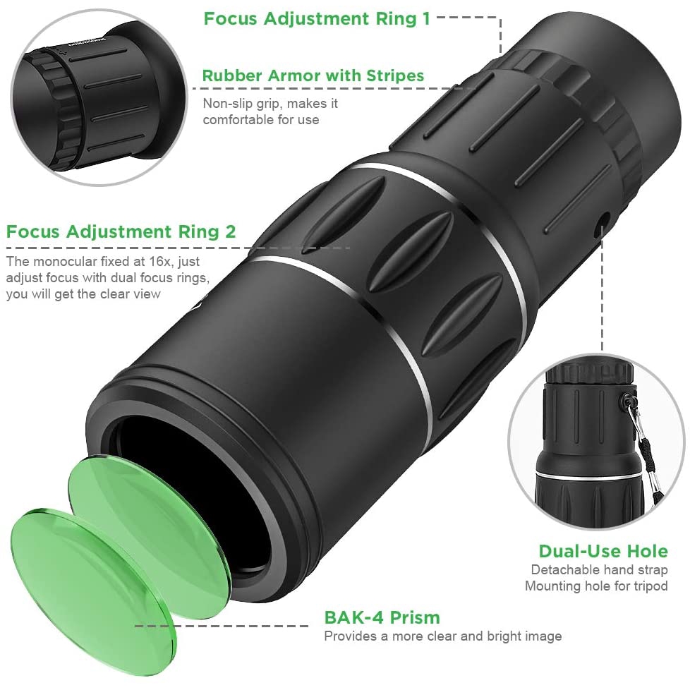16x52 hd monocular telescope