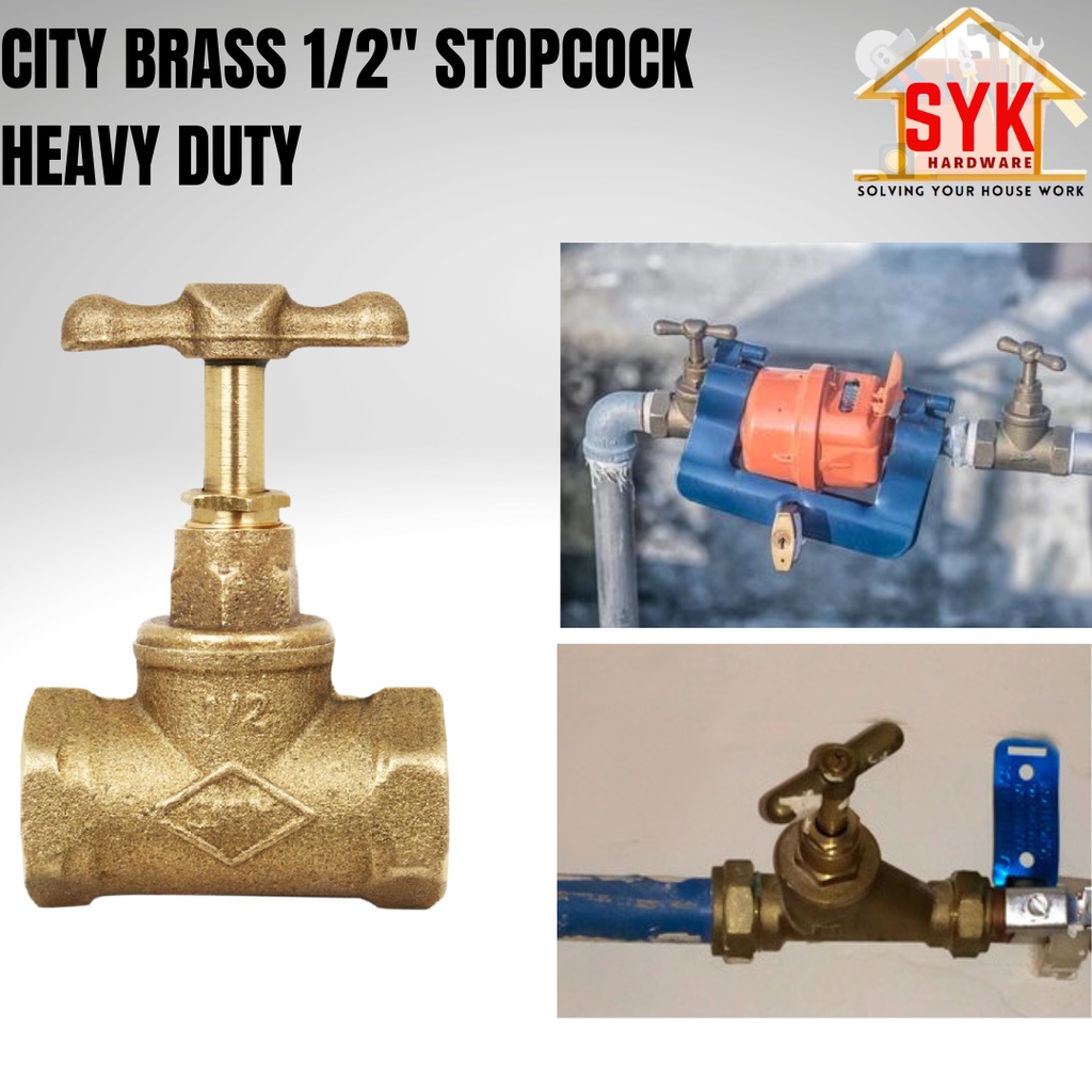 SYK CITY Brass Stopcock 1/2 Inch Heavy Duty Stop Valve Pipe Fitting