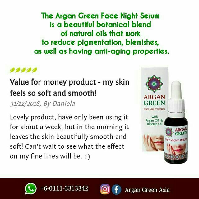 argan green face night serum