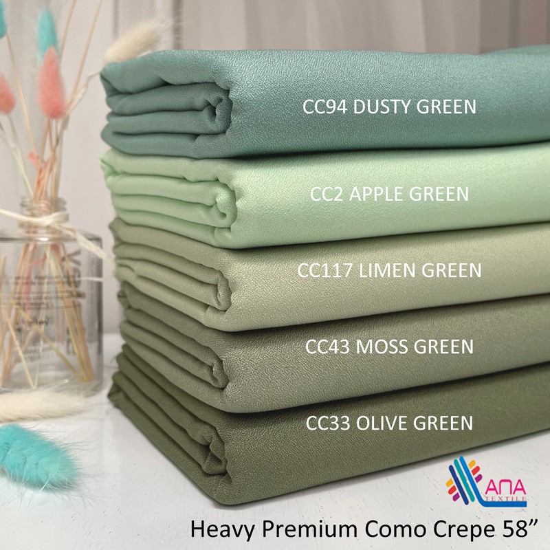 CC76-CC122 Premium Heavy Como Crepe 58 Kain Pasang Ela (Harga utk 0.5m) For Raya 2021