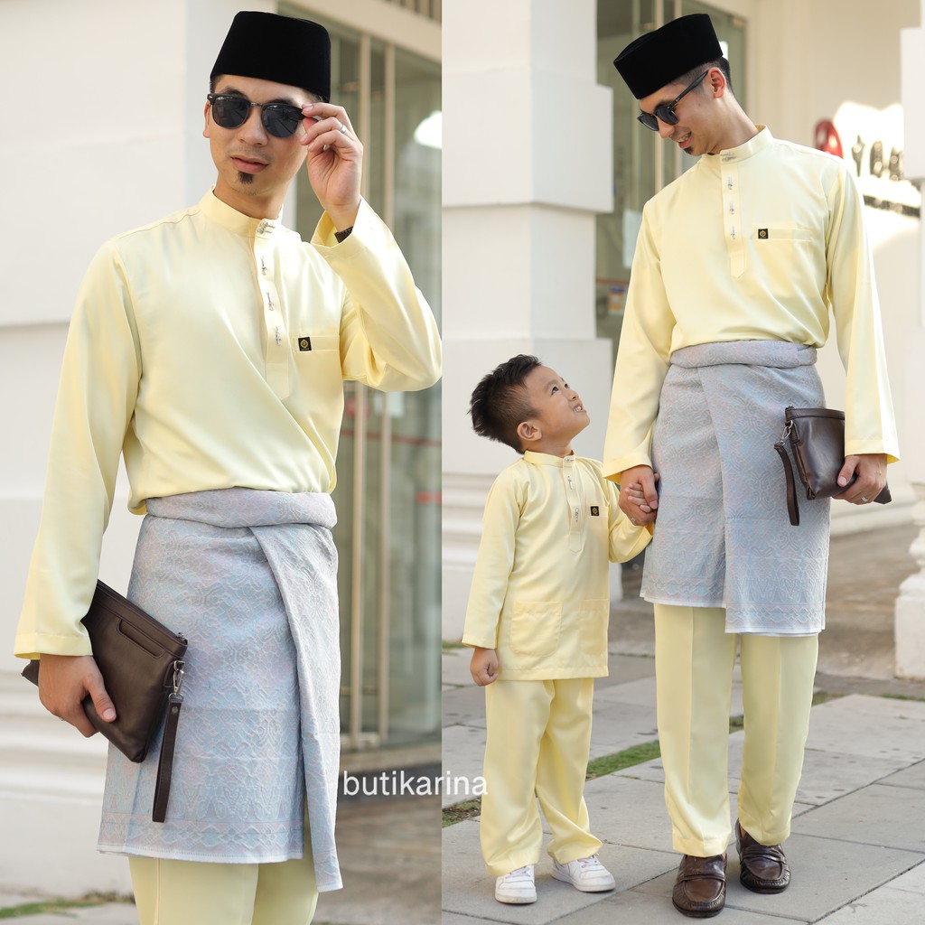 Baju Melayu Moden Kuning Lembut Kuning Cair Soft Yellow Baby Yellow Dewasa Ayah Anak Bapa Budak Kanak Kanak Pearlskin Shopee Malaysia