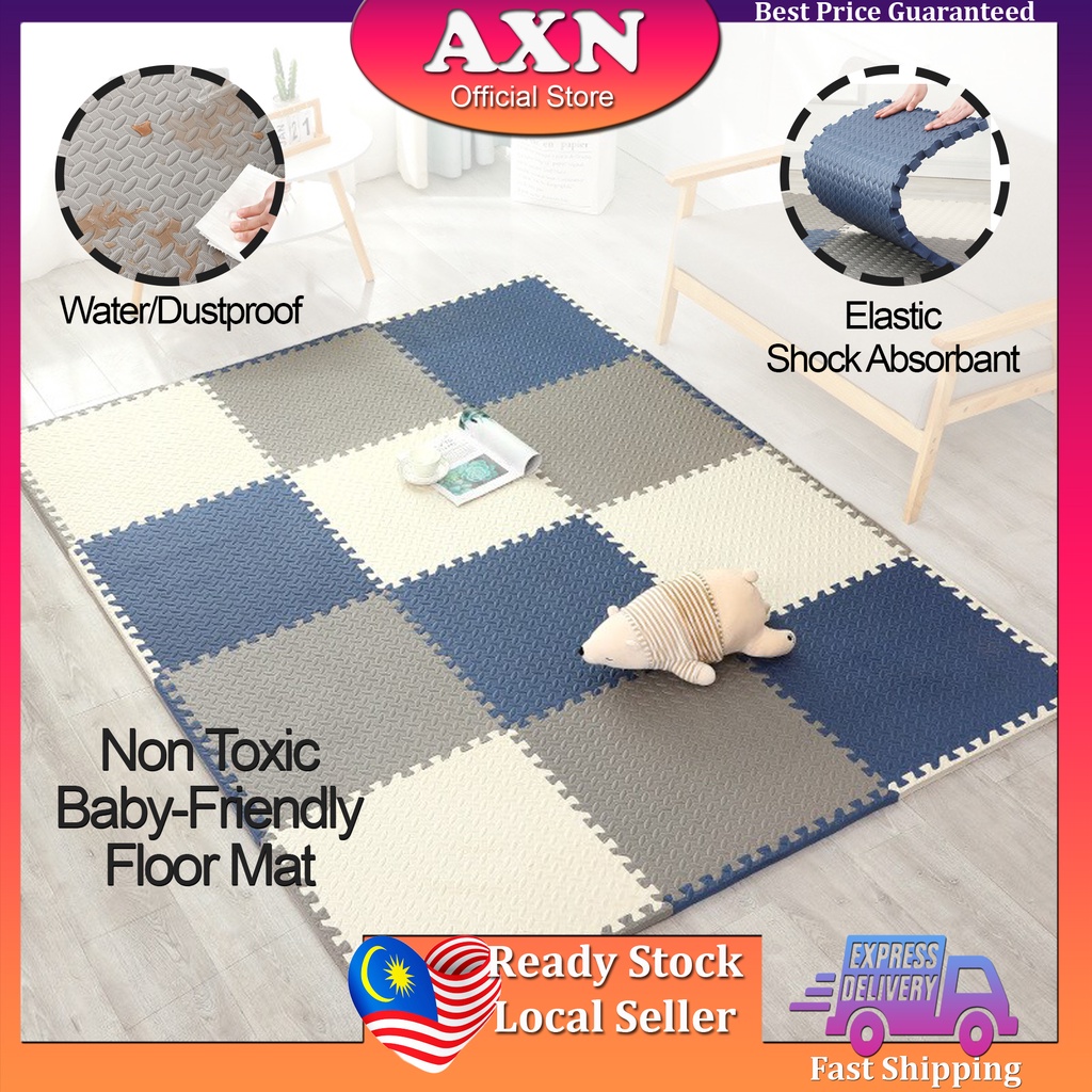 AXN Baby Playmat EVA Foam Baby Friendly Non Toxic Shock Absorbant Play Mat Puzzle Mat Floor Carpet Kanak Kanak Dustproof