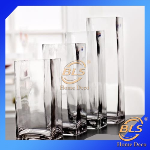 BLS TRANSPARENT SQUARE SHAPE GLASS VASE H 59 CM GARDEN HOME DECORATION AQUARIUM GIFT SOUVENIR DEKORASI RUMAH