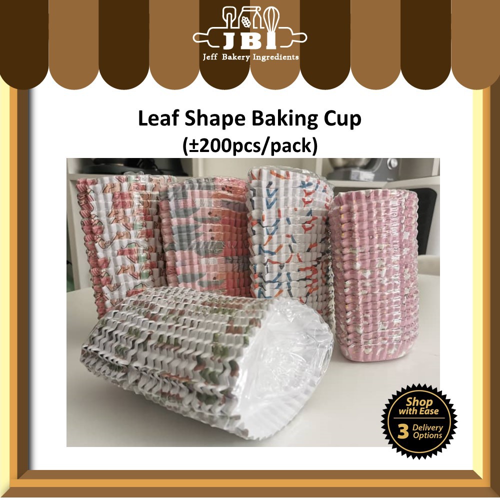 Leaf Shape Baking Paper Cup ±200pcs Daun Paper Cup Bekas Kertas Bentuk Daun [Random Design]