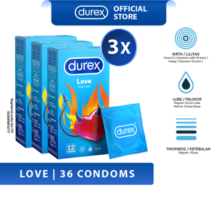Durex Love Condoms (12's x 3 Boxes)