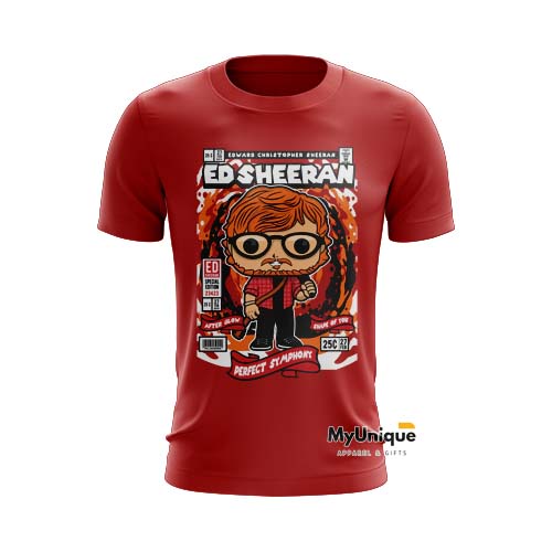 MyUnique Pop Culture ED SHEERAN Custom Print T-shirt (Red)