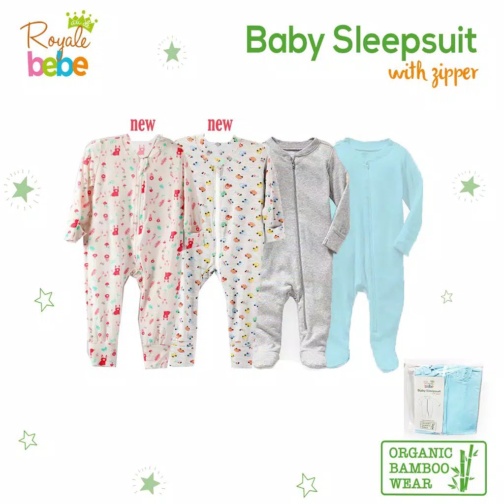 Royale Bebe Sleepsuit With Zipper Bamboo Shopee Malaysia