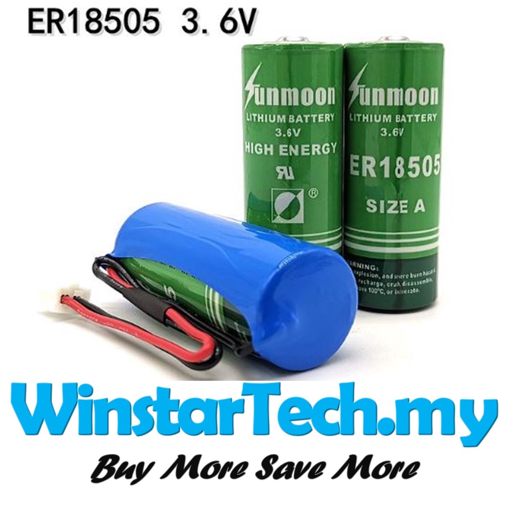 Sunmoon ER18505 18505 18500 lithium 3.6v 4000mAh PLC powered battery ...