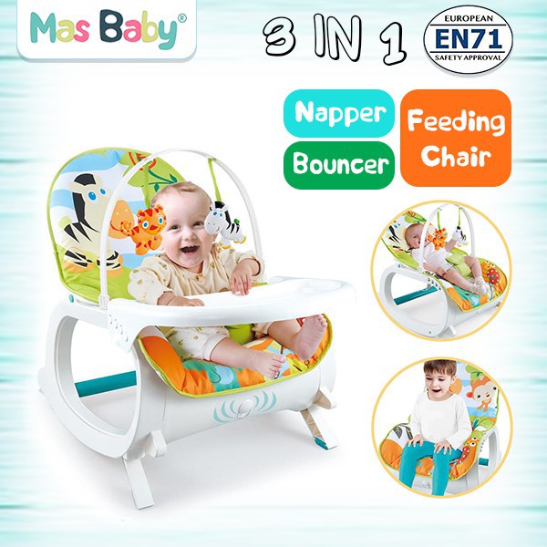 feeding baby in bouncer