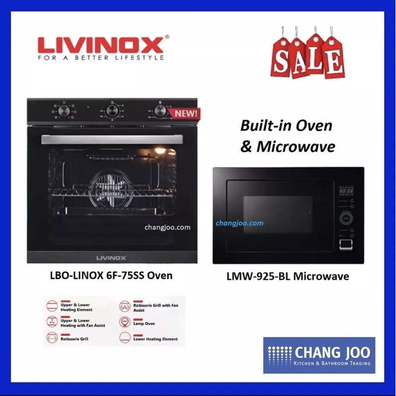 Livinox LBO-LINOX 6F-75SS Built-In Oven & LMW-925-BL Built-In Microwave