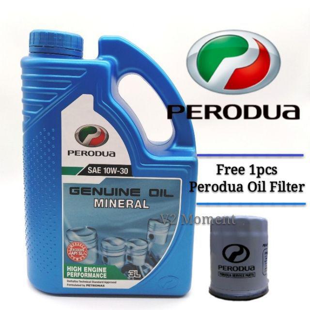 Perodua Mineral Oil 10w30 3L + Perodua Oil Filter  Shopee 