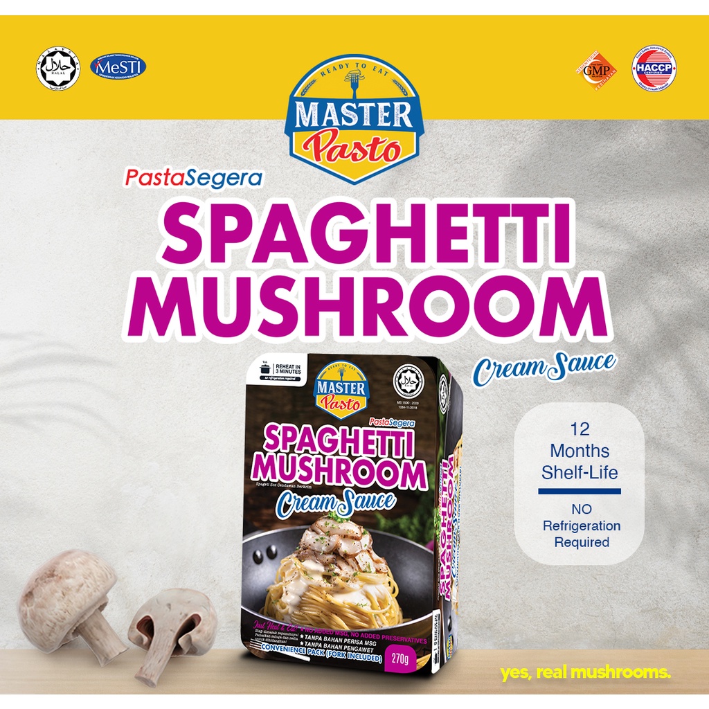 HALAL PASTA SEGERA Spaghetti Mushroom Cream Sauce Shopee Malaysia