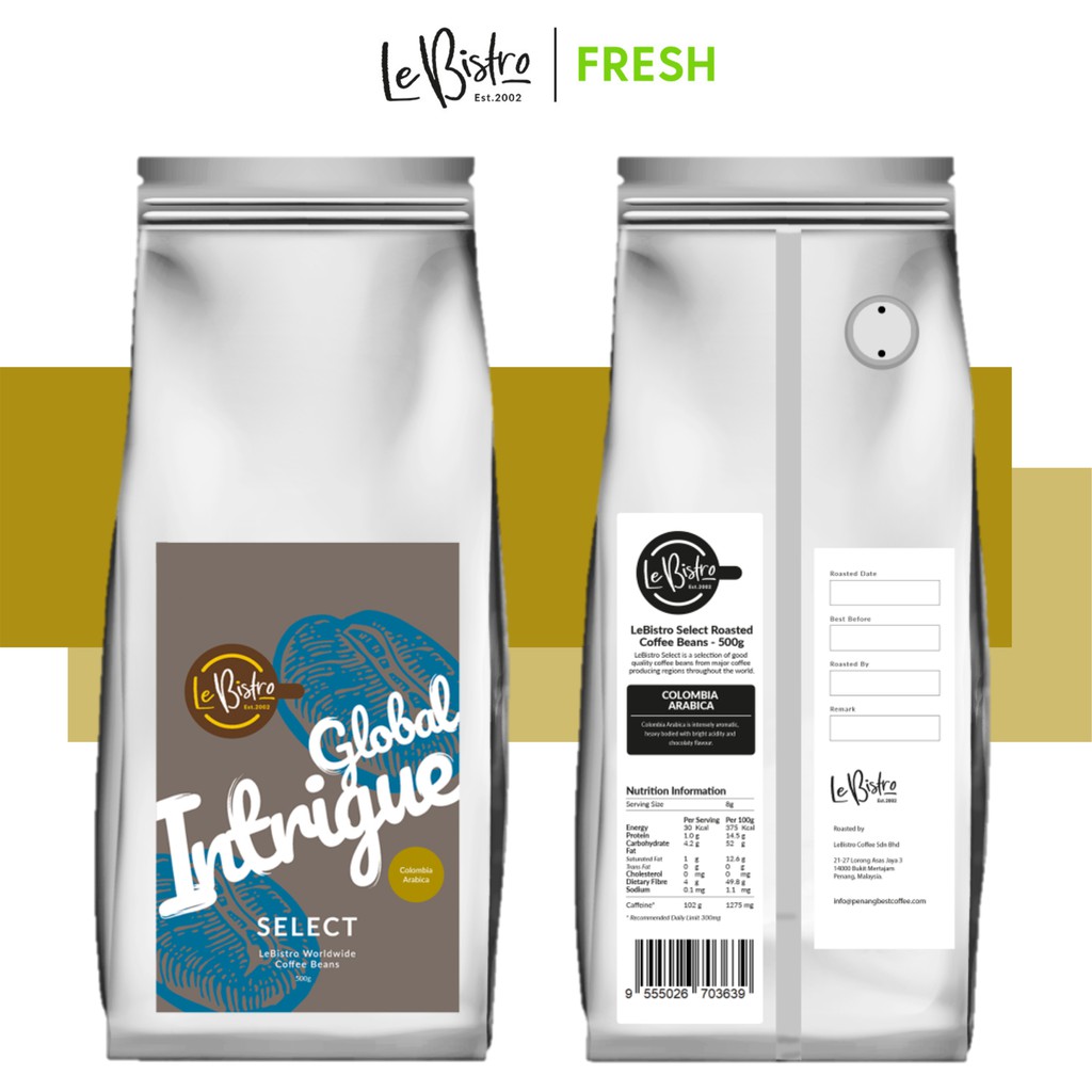 LEBISTRO PENANG Coffee, LeBistro Select - Colombia Arabica, 500G