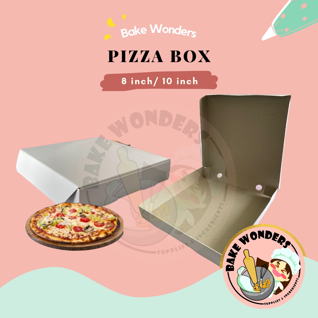 Pizza Box/Kotak Pizza (White) (8/10 inch)/White Box/Food Box/Kotak Kuih