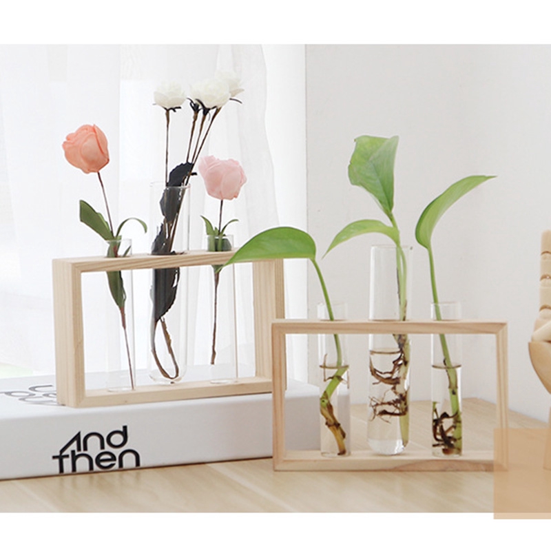 Flower Vase Decorative Wooden Vase Planter Pot Home Living Room Office Decor 