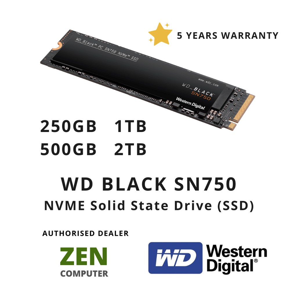 Wd Black Sn750 Nvme Ssd 250gb 500gb 1tb 2tb Shopee Malaysia