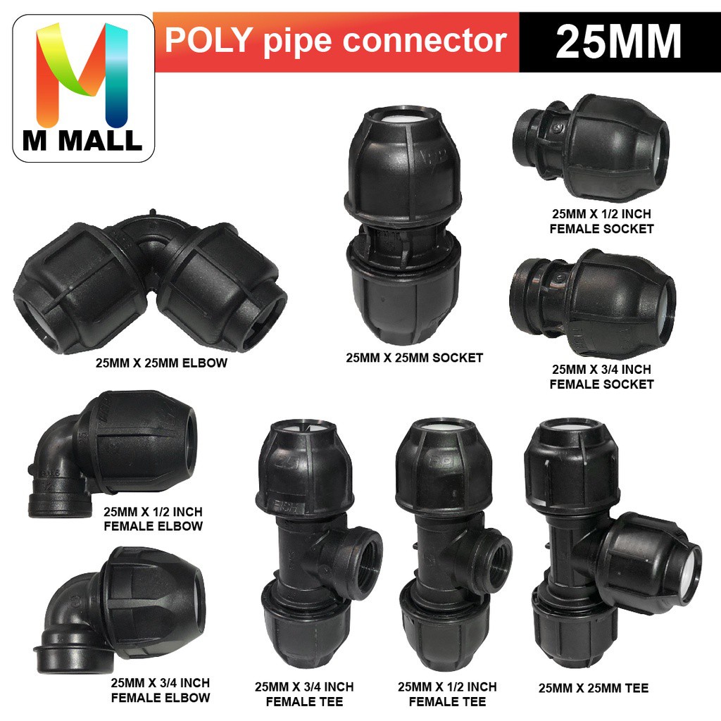 M MALL 25mm POLY PIPE FITTING HDPE FITTINGS Female Poly pipe Fitting