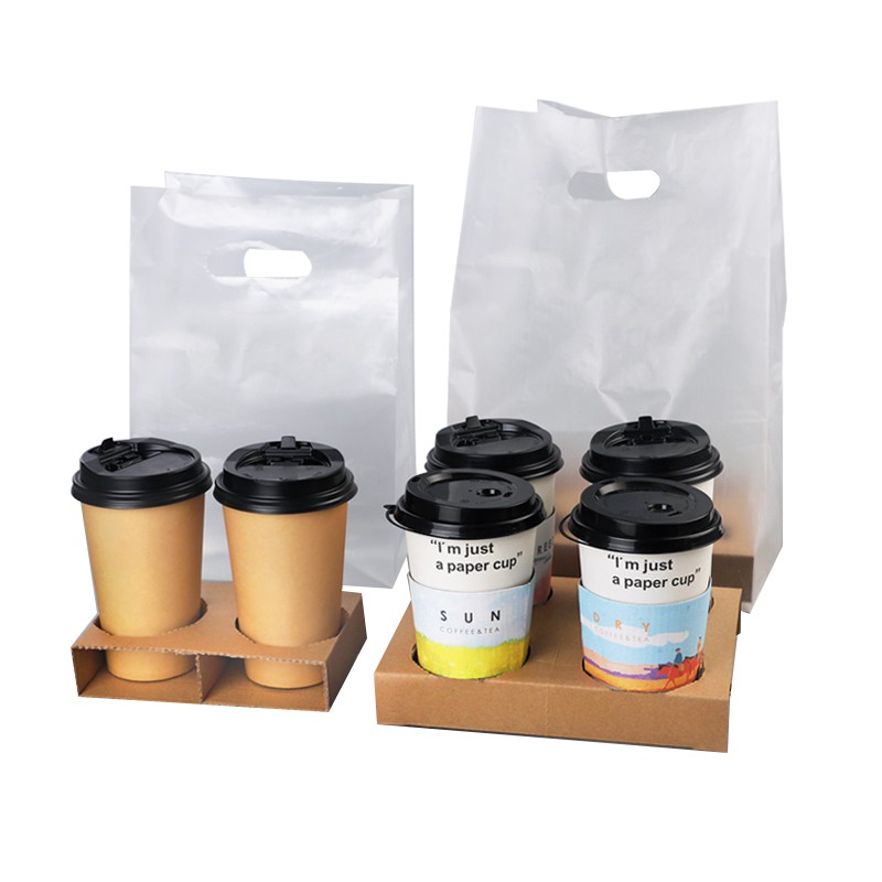 Disposable Coffee Takeaway Packaging Cup Holder Plastic Packing Bag Set 50p Shopee Malaysia