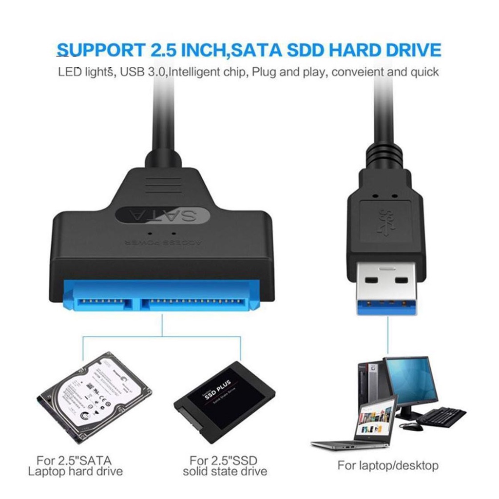 Alx Usb 3 0 Sata Cable Connector Sata To Usb Cable Adapter External Harddisk 2 5inch Ssd Hdd Hard Drive Hard Disk Kabel Shopee Malaysia