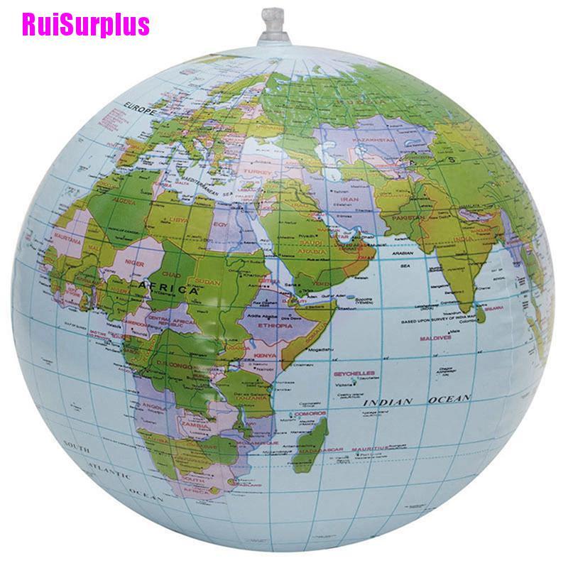 [RuiSursun] 38cm Inflatable Globe World Earth Ocean Map Ball Geography Learning Beach Ball