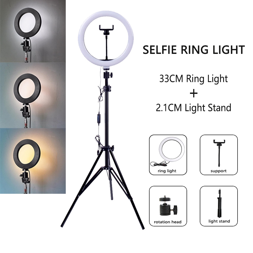 dd]LED Selfie Ring Light with Tripod USB Selfie Light Ring Lamp Big with Stand for Cell Phone | Shopee Malaysia