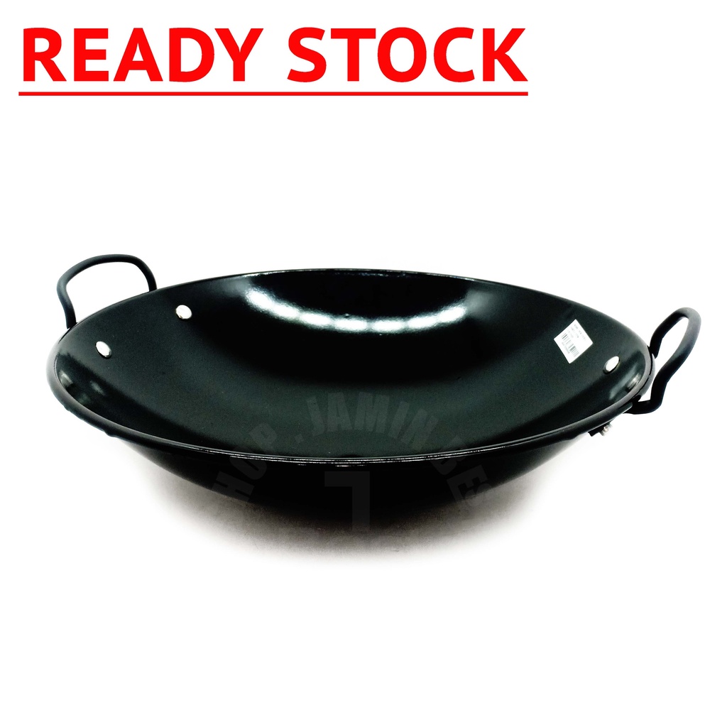 Tradisional 40cm Old Style Double Handle Enamel Wok Iron Wok Chinese