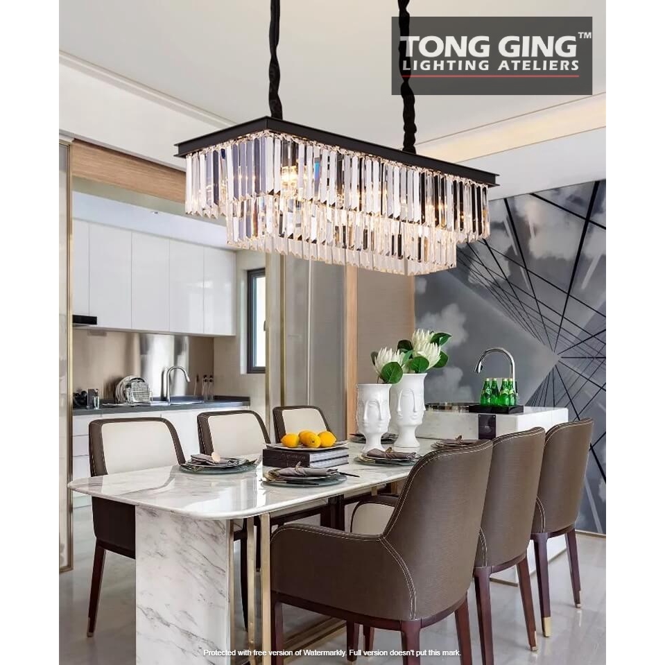 Rustic Crystal Chandelier Lampu Hiasan Siling Gantung Ceiling Light 燈 燈飾 Modern Dining Ruang Makan Hanging Lamp